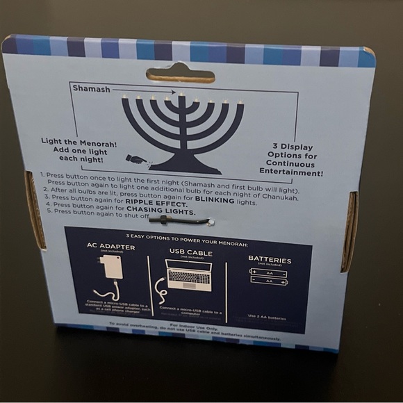 Hanukkah Chanukah Rite Lite Go Memorah, Blue Plastic, LED, home, office, New MIB - Picture 3 of 4